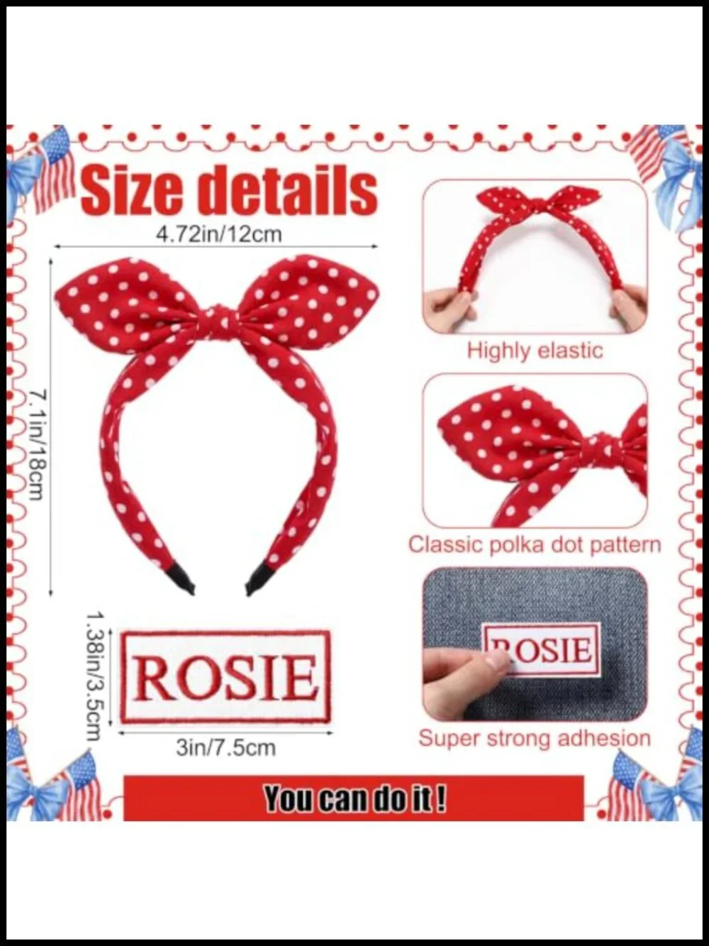 Halloween Rosie Costume Headband & Patch Set
